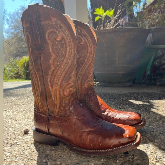 Durango Shoes - Durango Ostrich Cowboy Boots - Size 9